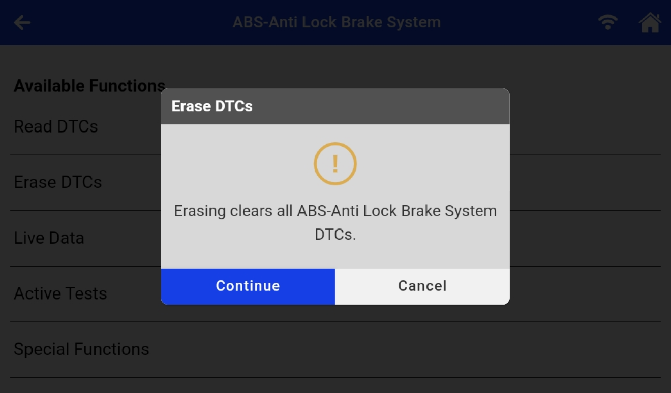Tool diagnostic screen
